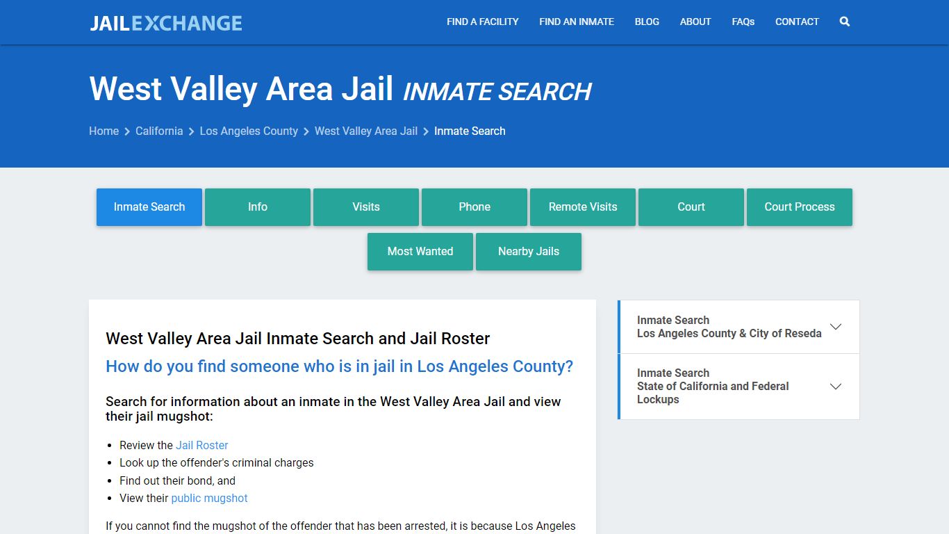 Inmate Search: Roster & Mugshots - West Valley Area Jail, CA