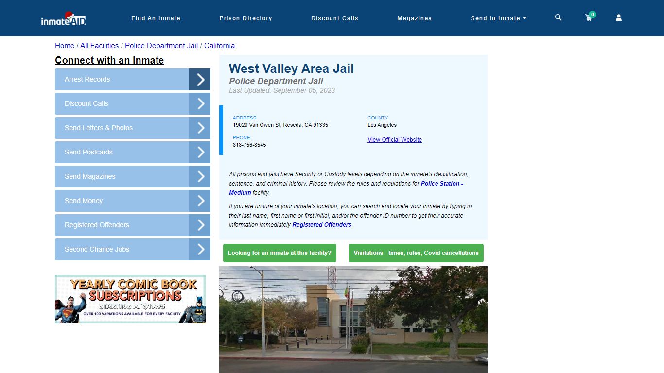 West Valley Area Jail & Inmate Search - Reseda, CA
